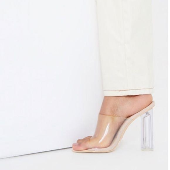 !! NEW !! Clear Peep Toe Block Heels in Nude - Picture 9 of 9